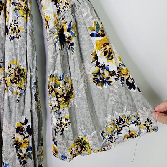 Altar’d State Large Gray Floral Babydoll Tunic Dress Boho Gypsy Flare Sleeve - Picture 8 of 13